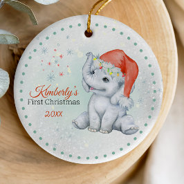 Ornamento De Cerâmica Menina de elefante de natal linda