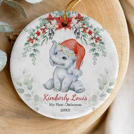 Ornamento De Cerâmica Menina de elefante de Natal linda Ceram