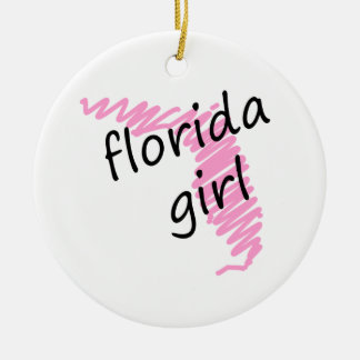 Ornamento De Cerâmica Menina de Florida com o mapa Scribbled de Florida