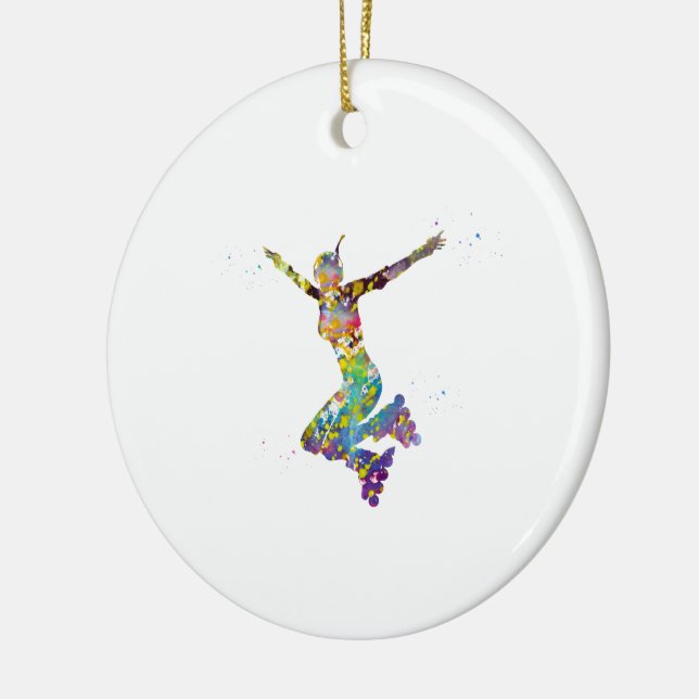 Ornamento De Cerâmica Menina de patins (Esquerda)
