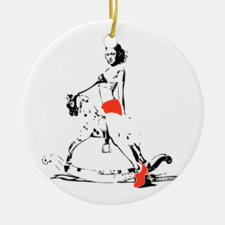 ORNAMENTO DE CERÂMICA MENINA DO CAVALO DE BALANÇO!