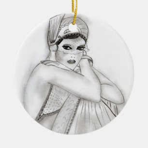 Ornamento De Cerâmica Menina do Flapper