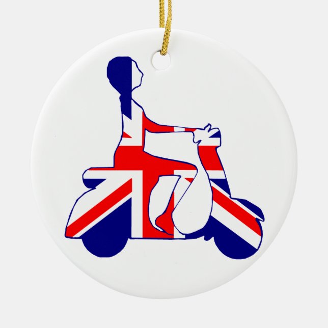 Ornamento De Cerâmica Menina do patinete de Union Jack (Frente)