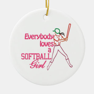Ornamento De Cerâmica Menina do softball