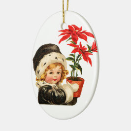Ornamento De Cerâmica menina e planta adoráveis do vintage