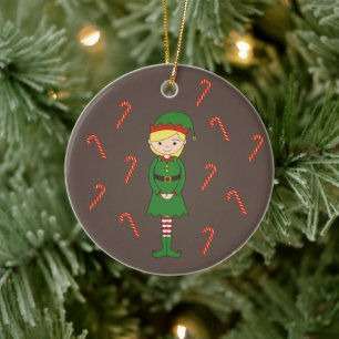 Ornamento De Cerâmica Menina Elfa ilusima Natal Marrom Especial