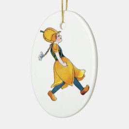 Ornamento De Cerâmica Menina Flor De Corte Amarelo Menina Floral Engraça