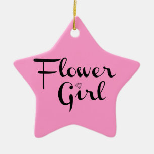 Ornamento De Cerâmica Menina Flor - Script Retroativo a Preto a Rosa