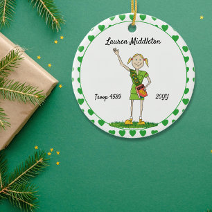 Ornamento De Cerâmica Menina Loira Júnior Escutando Forma de Coração Ver