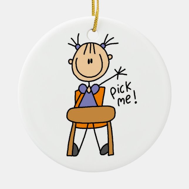 Ornamento De Cerâmica Menina na escola (Frente)