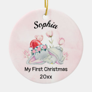Ornamento De Cerâmica Menina Personalizada Meu Primeiro Natal 2021