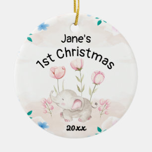 Ornamento De Cerâmica Menina Personalizada no Primeiro Natal de 2021
