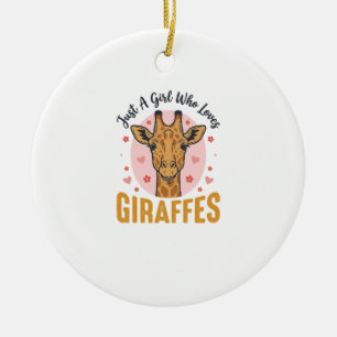 Ornamento De Cerâmica Menina Que Ama Girafas Desenho de Gravura Vintage_