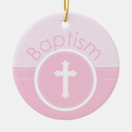 Ornamento De Cerâmica Menina rosa e personalizável, criança de Deus bati