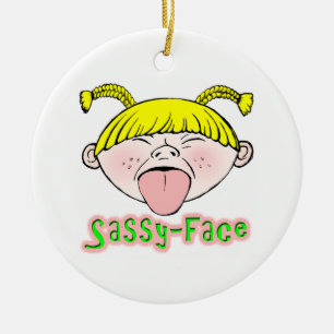 Ornamento De Cerâmica Menina Sassy da cara