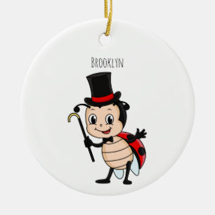 Ornamento De Cerâmica Meninada bonita com chapéu de cima e desenho de g