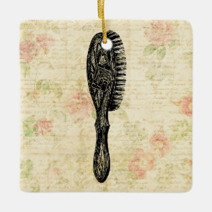 Ornamento De Cerâmica Meninas Clássicas Ilustradas Arte Floral Pincel Ca