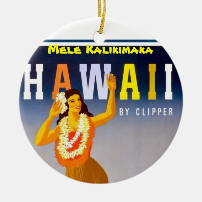 Ornamento De Cerâmica Meninas de Hula havaianas Mele Kalikimaka (Frente)