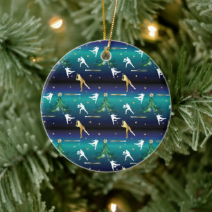 Ornamento De Cerâmica Meninas de Softbol de Beisebol Natal