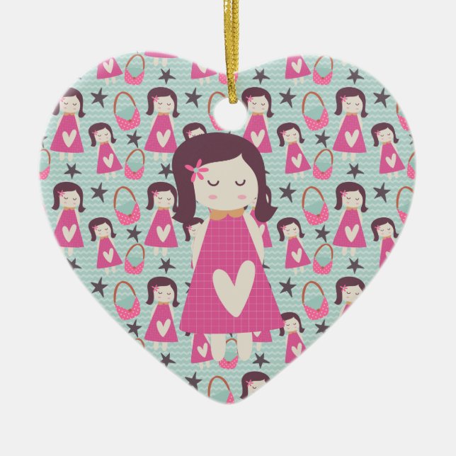 Ornamento De Cerâmica Meninas e bolsas (Frente)