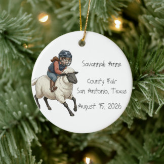 Ornamento De Cerâmica Meninas Personalizadas de Rodeio de Mutton Bustin