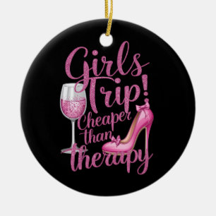 Ornamento De Cerâmica Meninas Viajam Mais Baratas Do Que Festa De Vinho