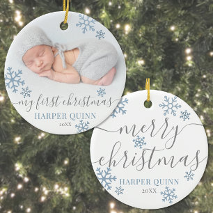 Ornamento De Cerâmica Menino Bebê Minha Primeira Foto de Natal