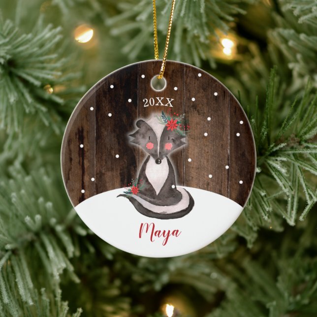 Ornamento De Cerâmica Menino Cachorro Personalizado Rapariga Primeira (Árvore)