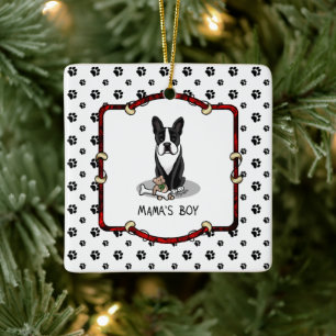 Ornamento De Cerâmica Menino de Boston Terrier (preto) - Cachorro bonito