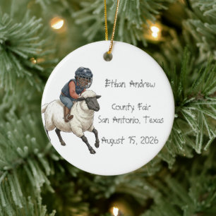 Ornamento De Cerâmica Menino de Rodeio Mutton Bustin Personalizado