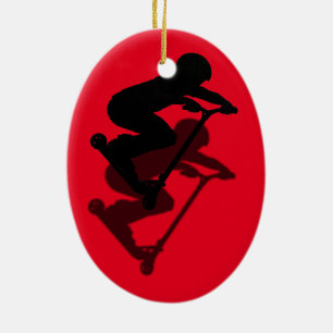 Ornamento De Cerâmica Menino do patinete - patinete 5 do conluio