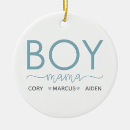 Ornamento De Cerâmica Menino Mamãe Personalizada com Nomes de Filho