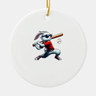 Ornamento De Cerâmica Meninos Feliz Páscoa Coelho Jogando Beisebol Leste