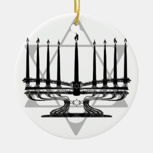 Ornamento De Cerâmica Menorah e estrela mim