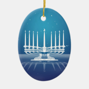 Ornamento De Cerâmica Menorah Starlit II