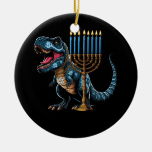 Ornamento De Cerâmica Menorasaurus Rex Trex Dinossauro Hanukkah Menorah