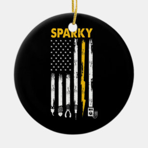 Ornamento De Cerâmica Mens Eletronics US Flag Sparky
