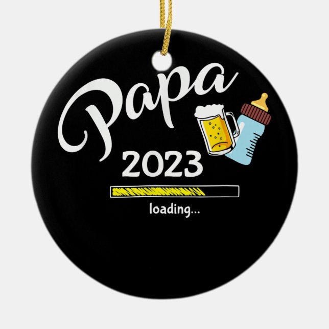 Ornamento De Cerâmica Mens Papa 2023 Carregando Leite Para Bebês E Cerve (Frente)