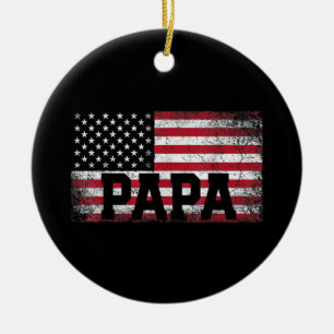 Ornamento De Cerâmica Mens Papa Bandeira Americana Dia dos Pais 4 de Jul