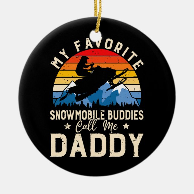 Ornamento De Cerâmica Mens Snowmobiling Meus Amigos Favoritos Snowmobile (Frente)