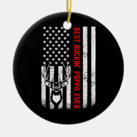 Mens USA Flag Best Buckin Poppa Ever Deer Hunting