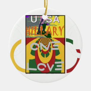 Ornamento De Cerâmica Mensagem de amor em Rasta Colors Art Impressão