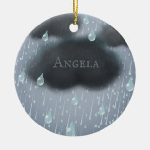 Ornamento De Cerâmica Mensagem de Dia de Chuva na Nuvem Personalizada da