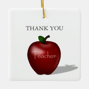 Ornamento De Cerâmica Mensagem Personalizada da Apple Vermelha "Obrigado