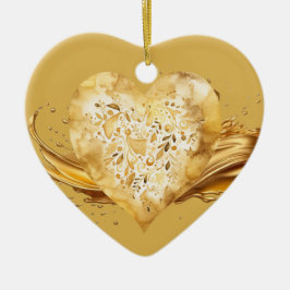 Ornamento De Cerâmica Mensagem Personalizada Oferta Cardíaca "Dourada" C