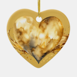 Ornamento De Cerâmica Mensagem Personalizada Oferta Cardíaca "Dourada" C