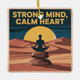 Ornamento De Cerâmica Mente Forte, Coração Calmo