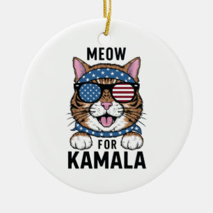 Ornamento De Cerâmica Meow For Kamala Election Cat Lady Gift