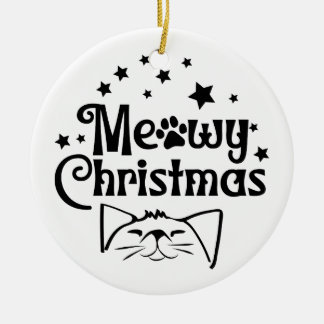 Ornamento De Cerâmica Meowy Christmas | Lado Duplo