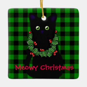 Ornamento De Cerâmica Meowy Christmas presente para amantes de gatos